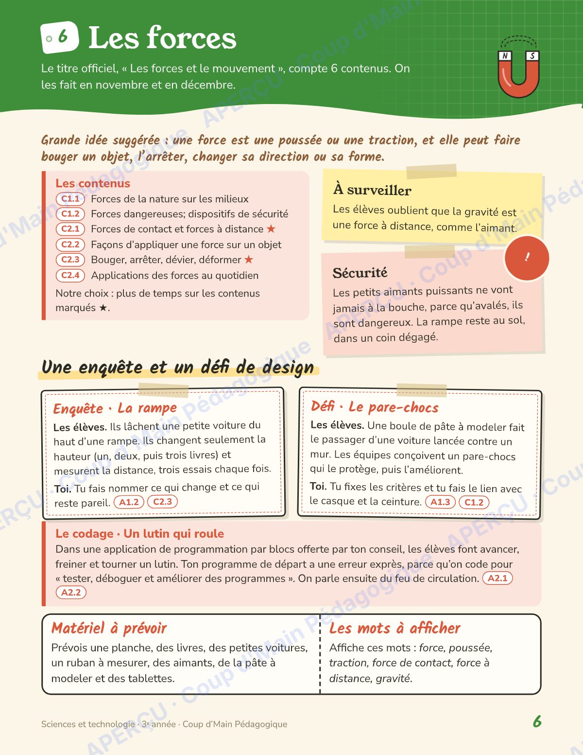 Page 6 — Planification annuelle Sciences — 3e année