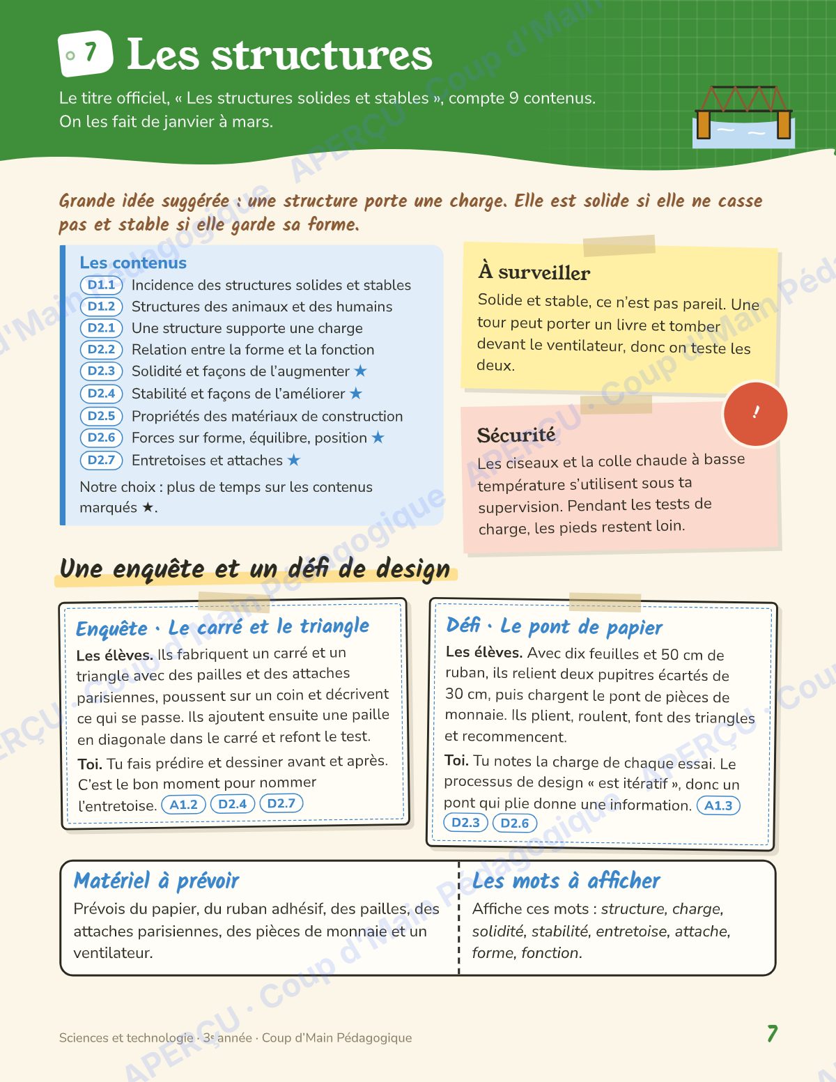 Page 7 — Planification annuelle Sciences — 3e année