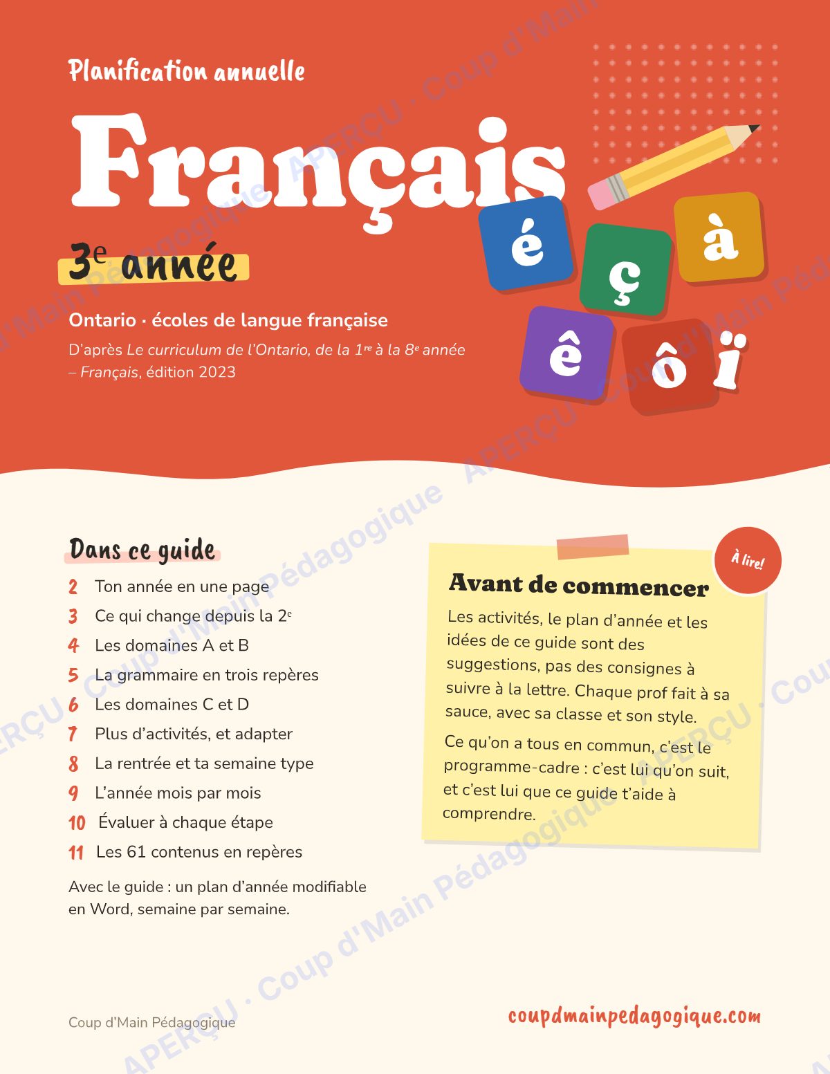 Page 4 — Planification annuelle 3e année — 6 matières