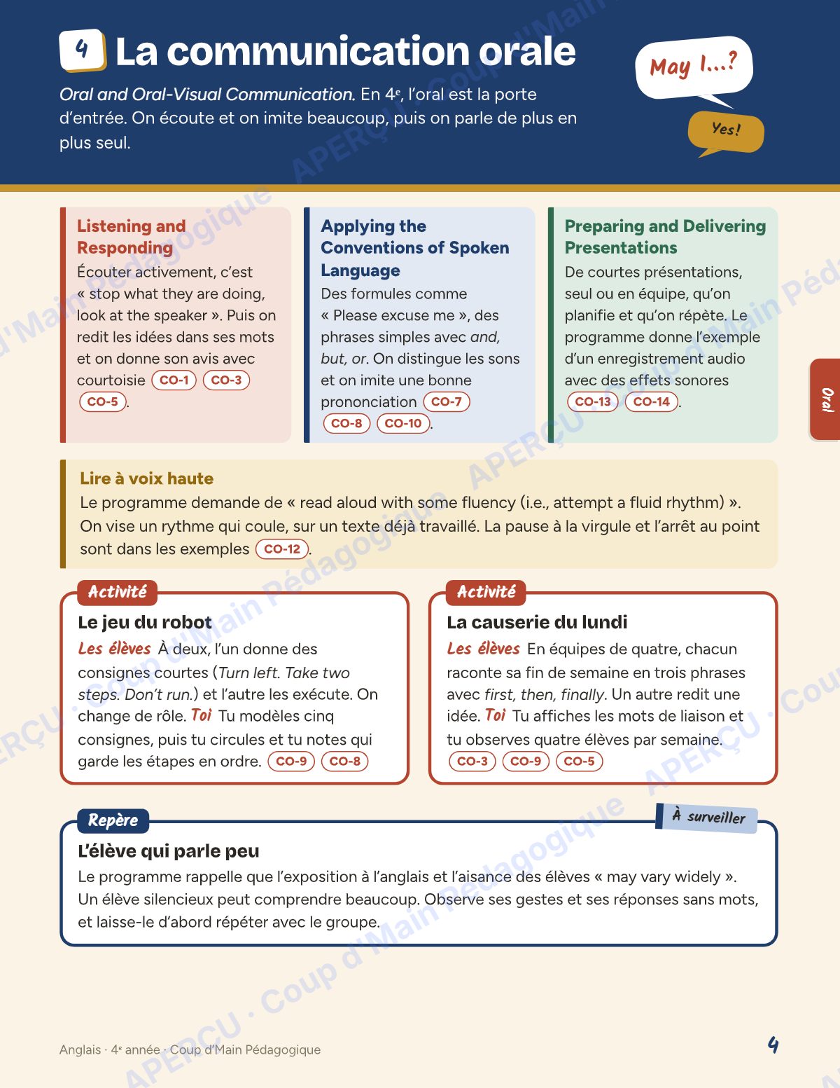 Page 4 — Planification annuelle Anglais — 4e année