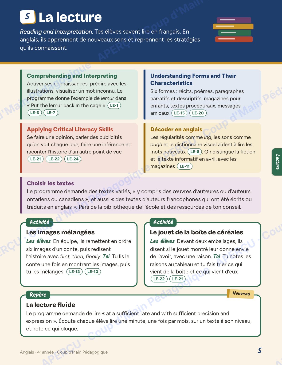 Page 5 — Planification annuelle Anglais — 4e année
