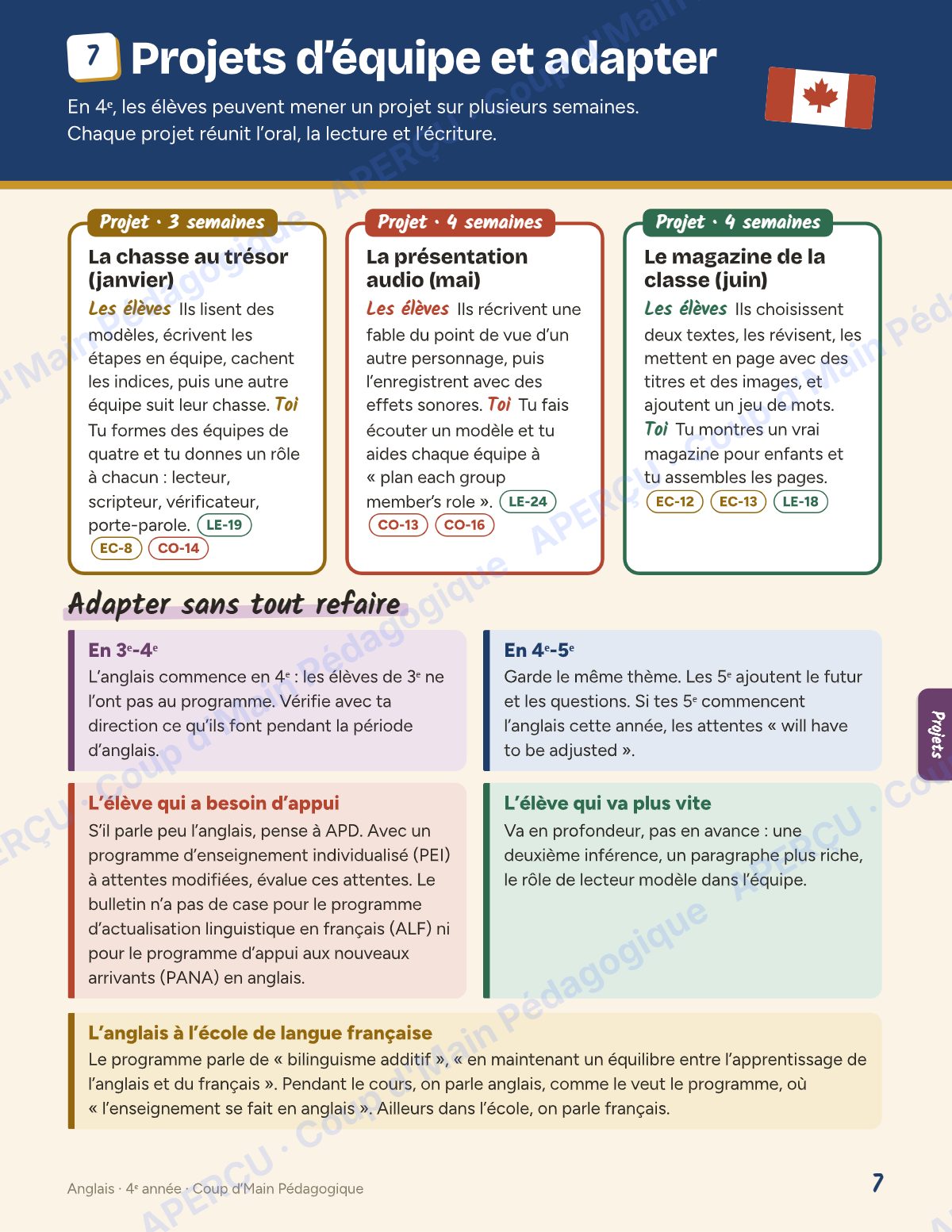 Page 7 — Planification annuelle Anglais — 4e année