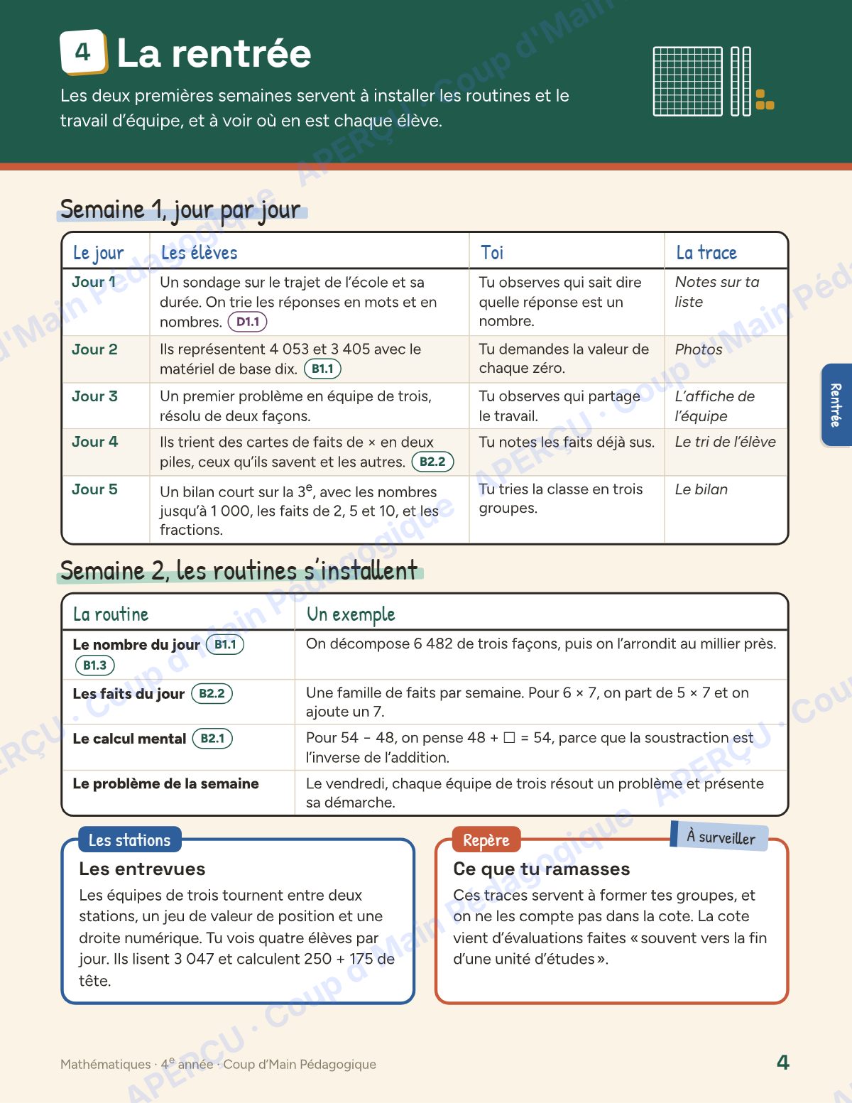 Page 4 — Planification annuelle Mathématiques — 4e année