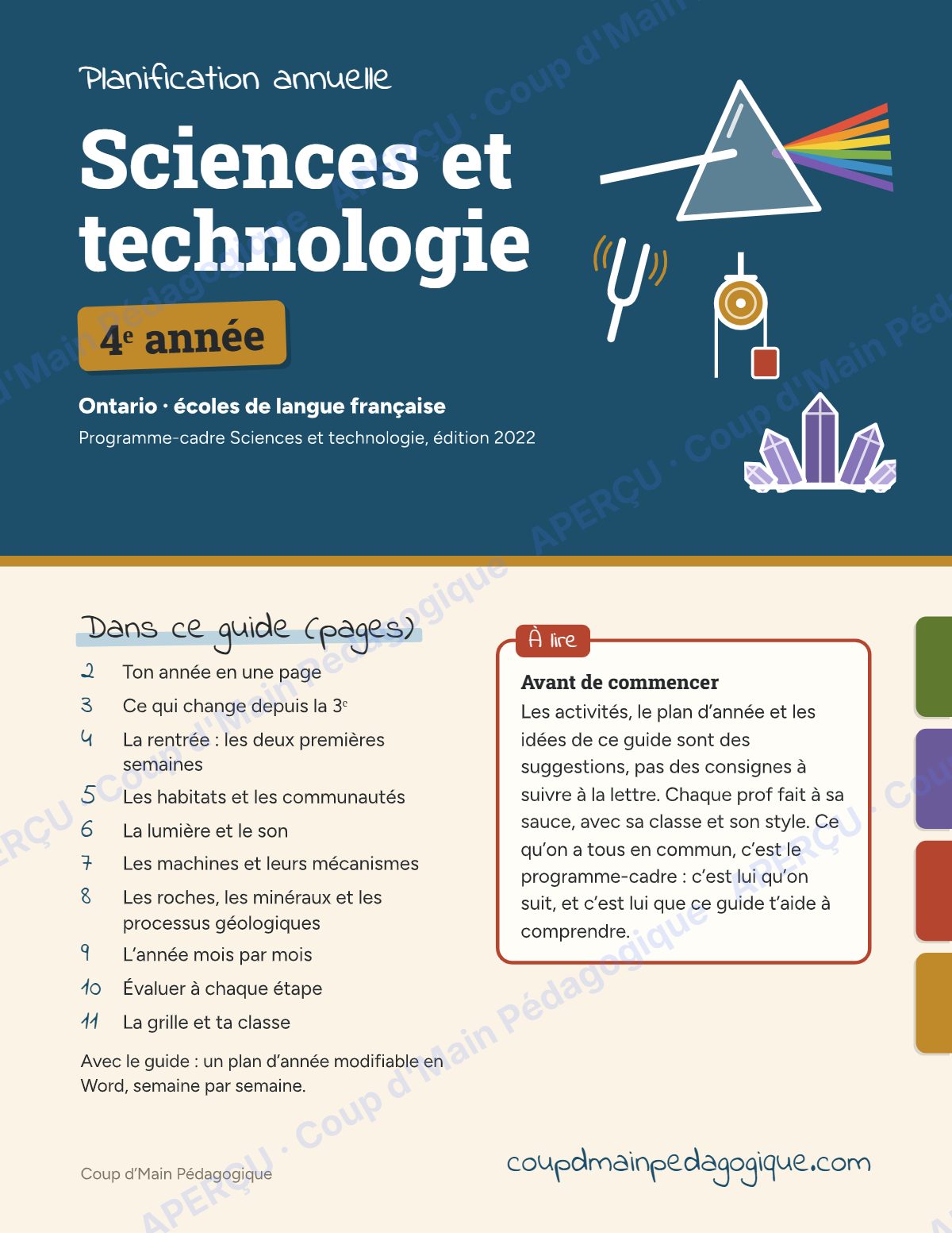 Page 1 — Planification annuelle Sciences — 4e année