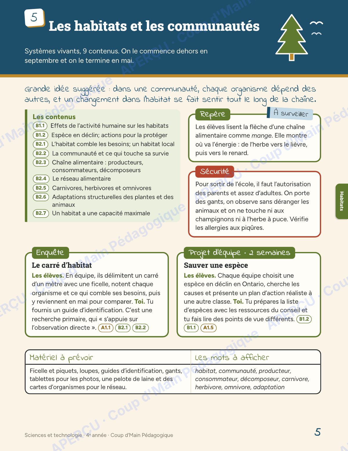 Page 5 — Planification annuelle Sciences — 4e année