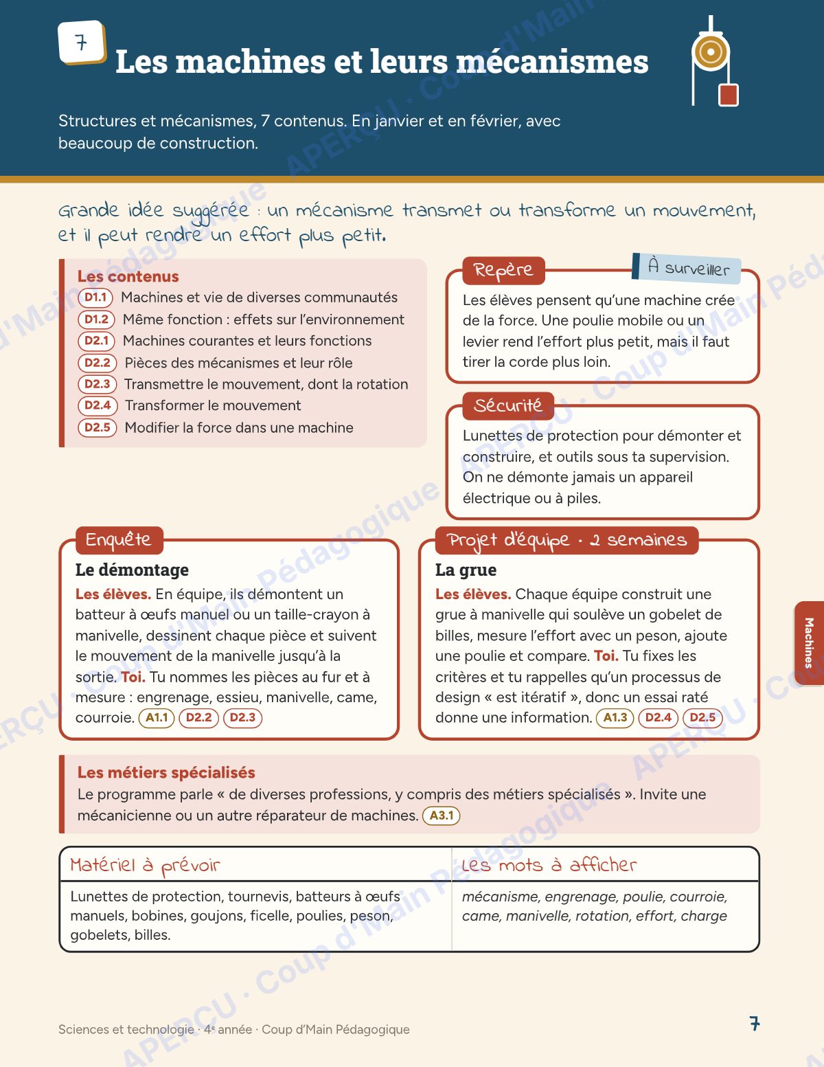 Page 7 — Planification annuelle Sciences — 4e année
