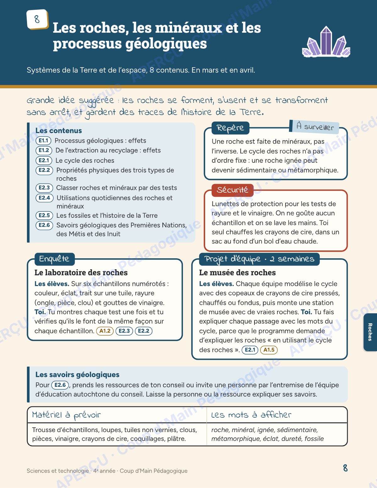 Page 8 — Planification annuelle Sciences — 4e année