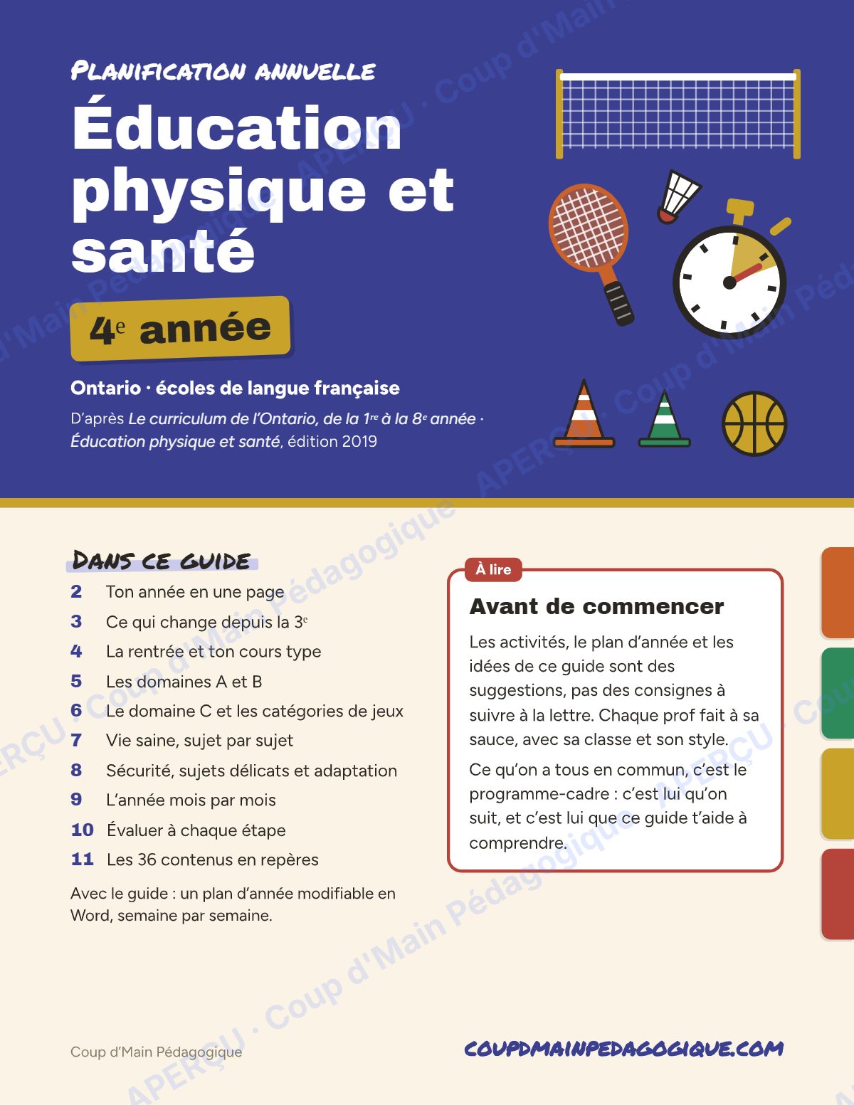 Page 1 — Planification annuelle ÉPS — 4e année