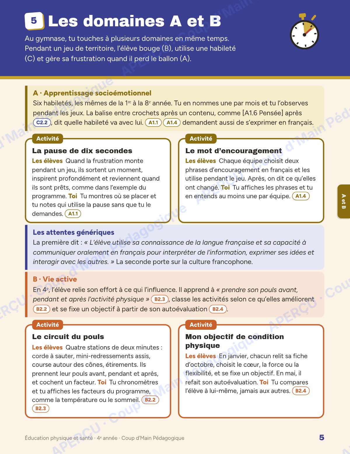 Page 5 — Planification annuelle ÉPS — 4e année