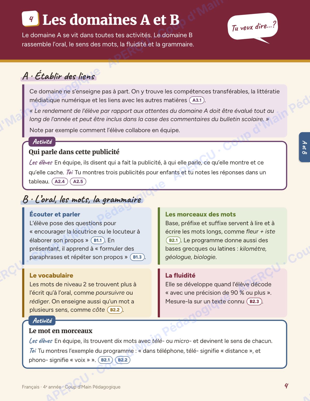 Page 7 — Planification annuelle 4e année — 7 matières
