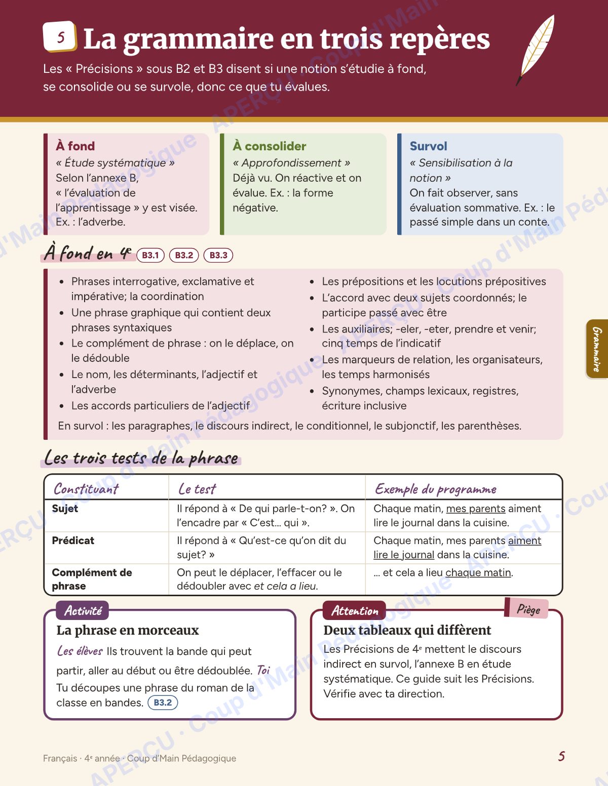 Page 8 — Planification annuelle 4e année — 7 matières