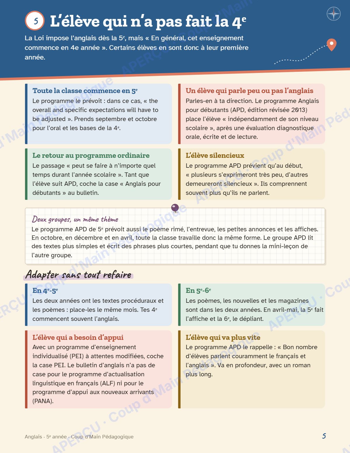 Page 5 — Planification annuelle Anglais — 5e année
