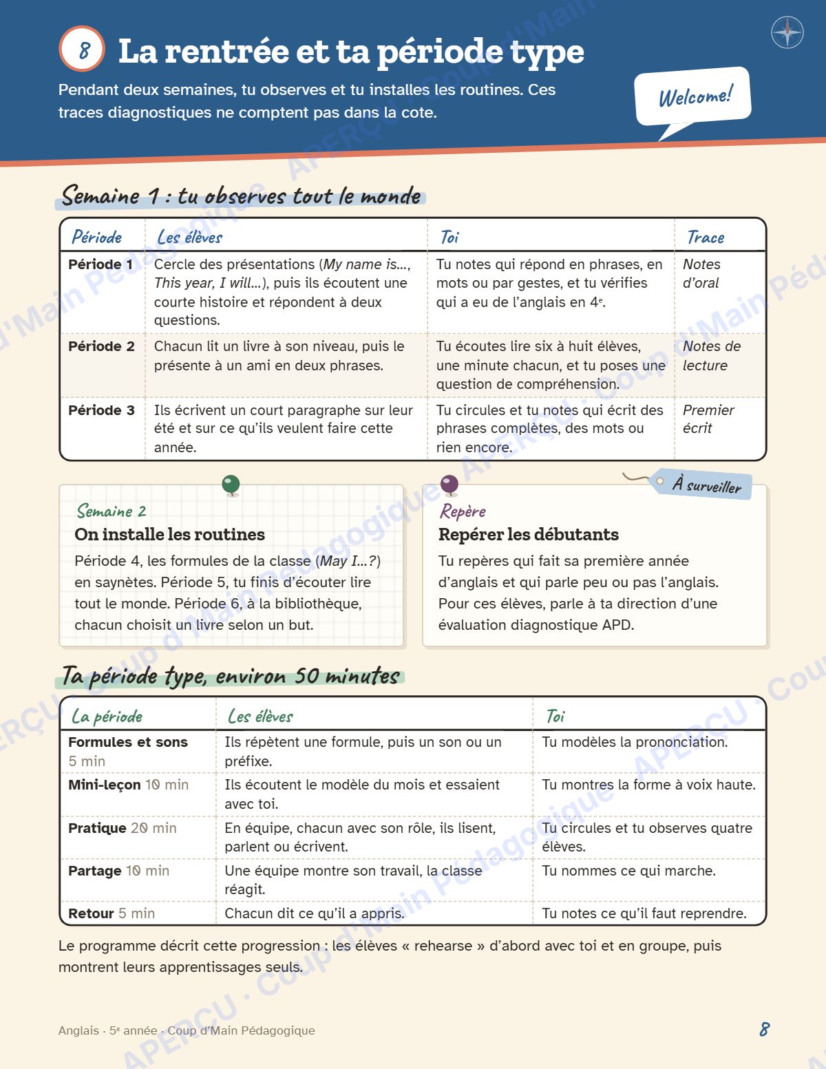 Page 8 — Planification annuelle Anglais — 5e année