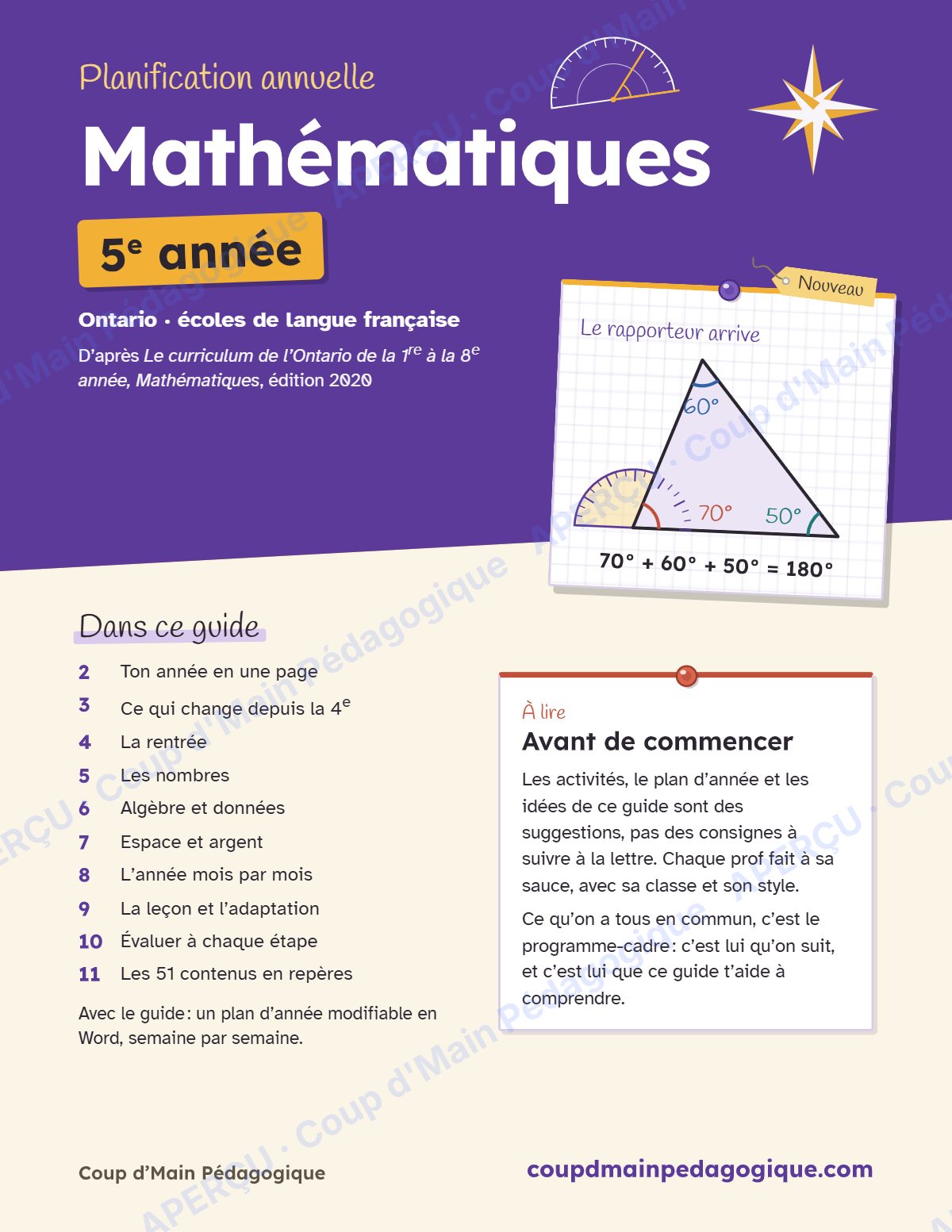 Page 1 — Planification annuelle Mathématiques — 5e année
