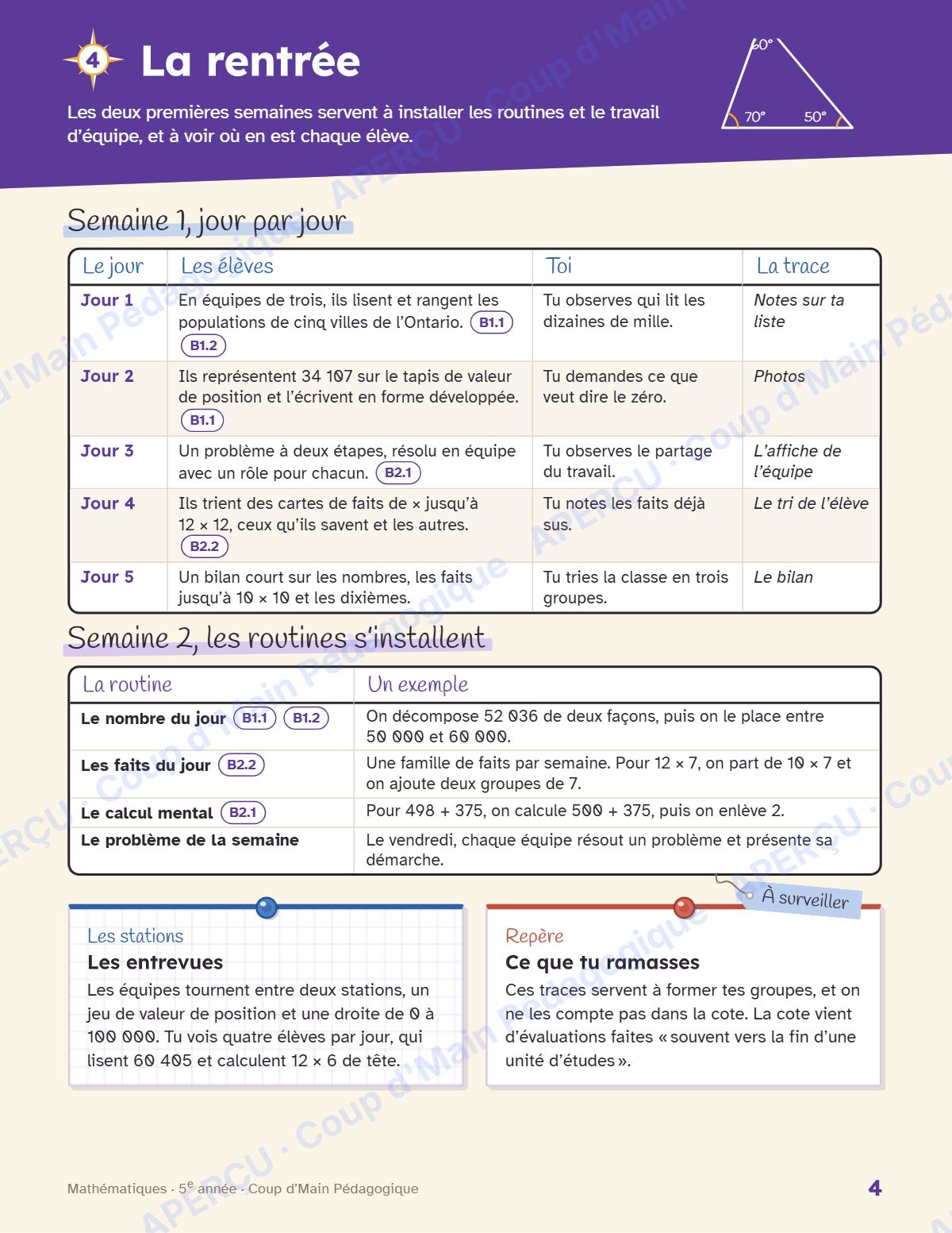 Page 4 — Planification annuelle Mathématiques — 5e année