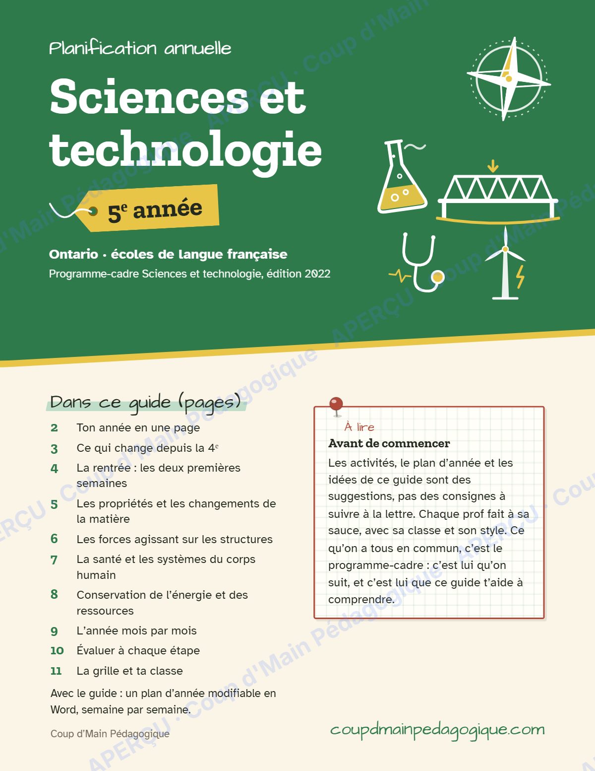 Page 1 — Planification annuelle Sciences — 5e année
