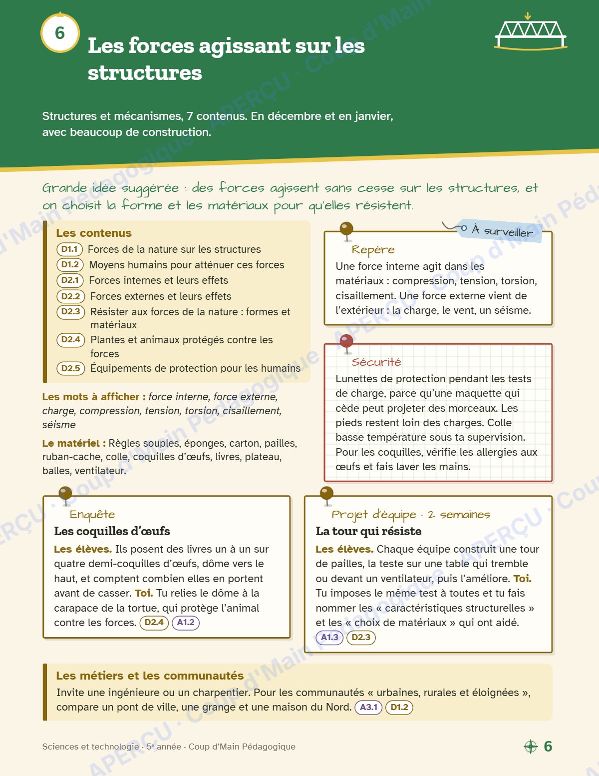 Page 6 — Planification annuelle Sciences — 5e année
