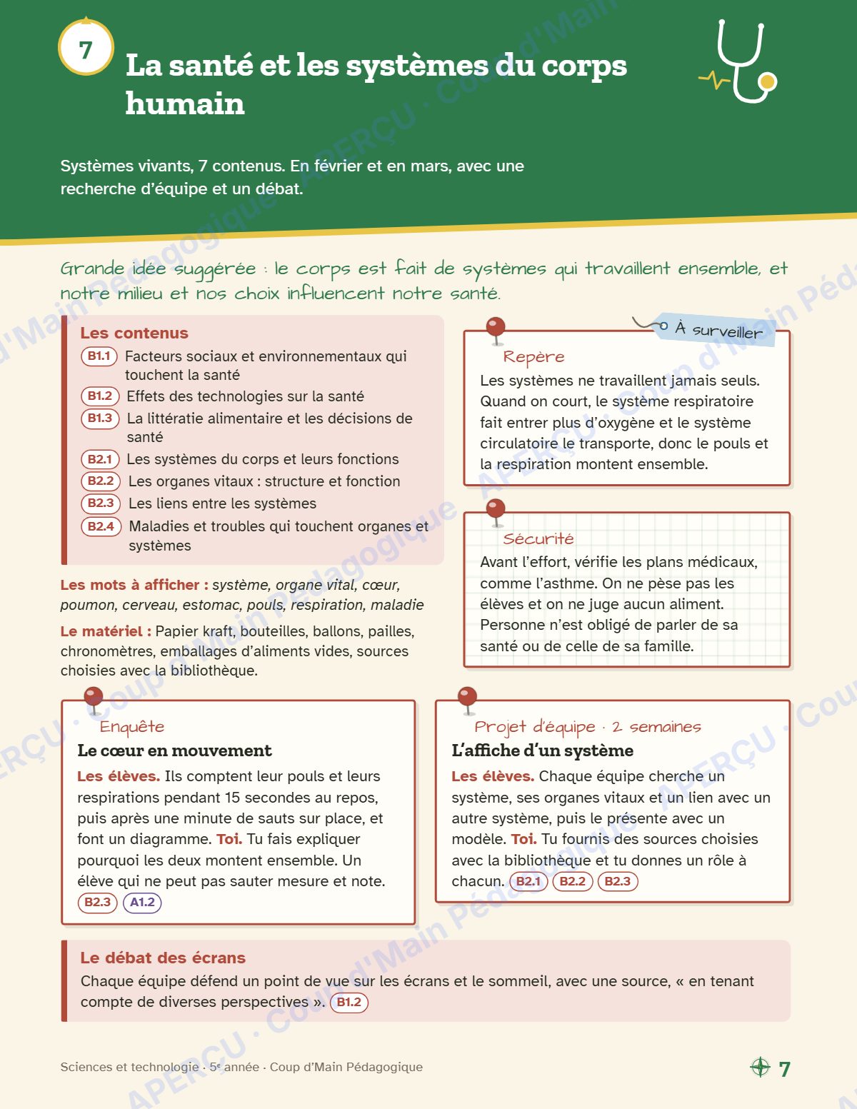 Page 7 — Planification annuelle Sciences — 5e année