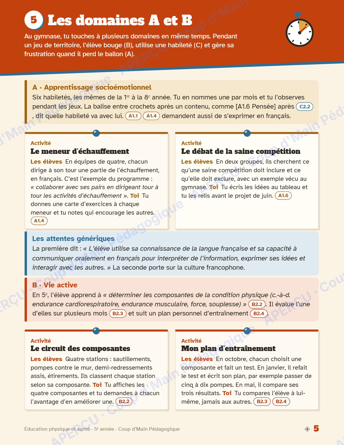 Page 5 — Planification annuelle ÉPS — 5e année