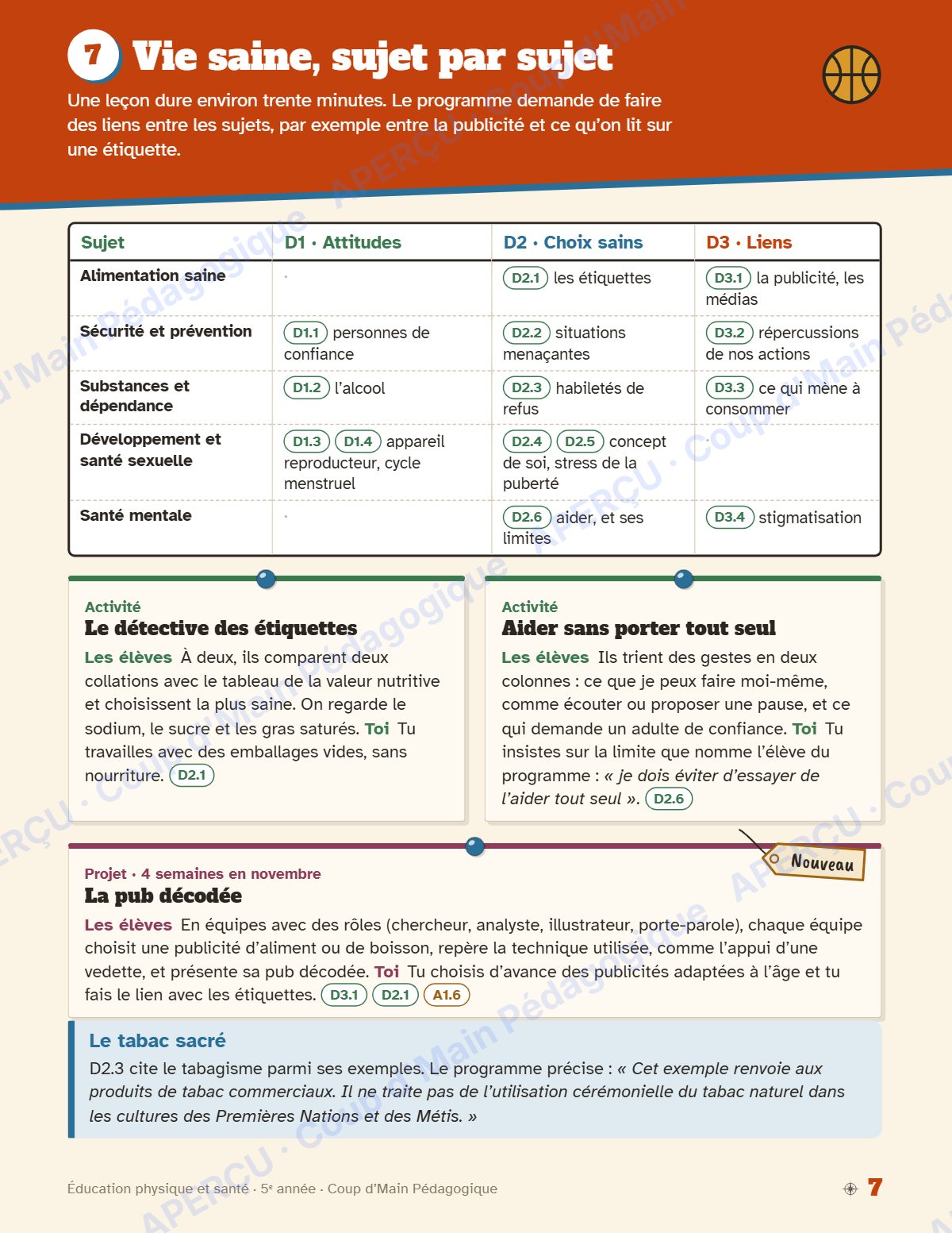 Page 7 — Planification annuelle ÉPS — 5e année