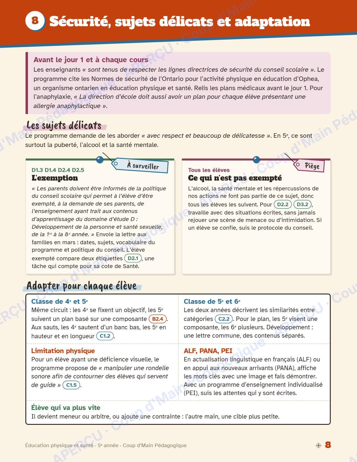 Page 8 — Planification annuelle ÉPS — 5e année
