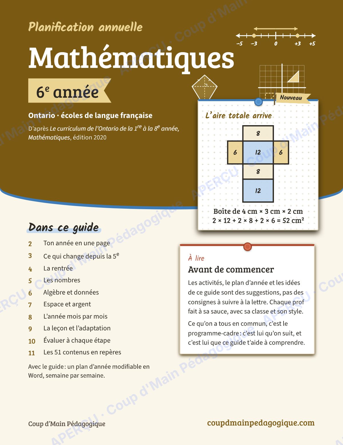 Page 1 — Planification annuelle Mathématiques — 6e année