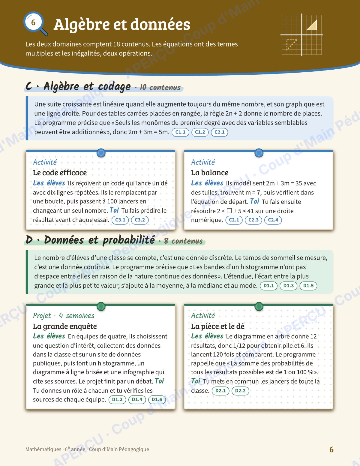 Page 6 — Planification annuelle Mathématiques — 6e année