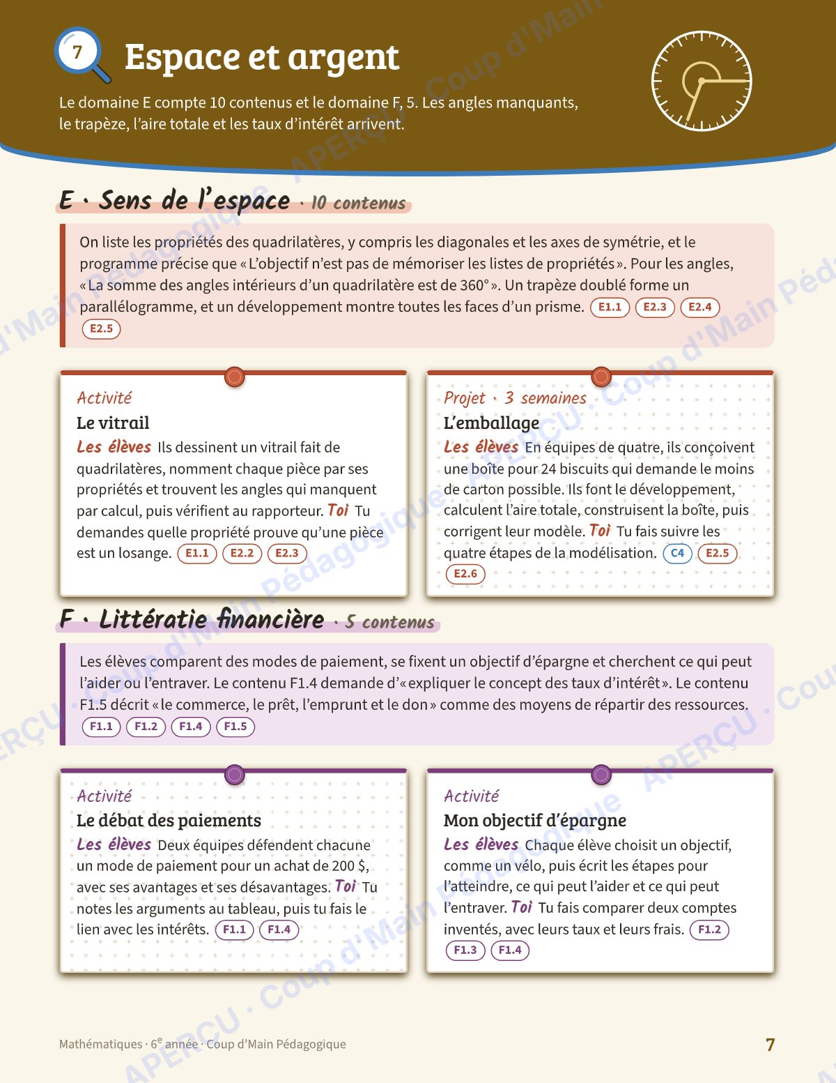 Page 7 — Planification annuelle Mathématiques — 6e année