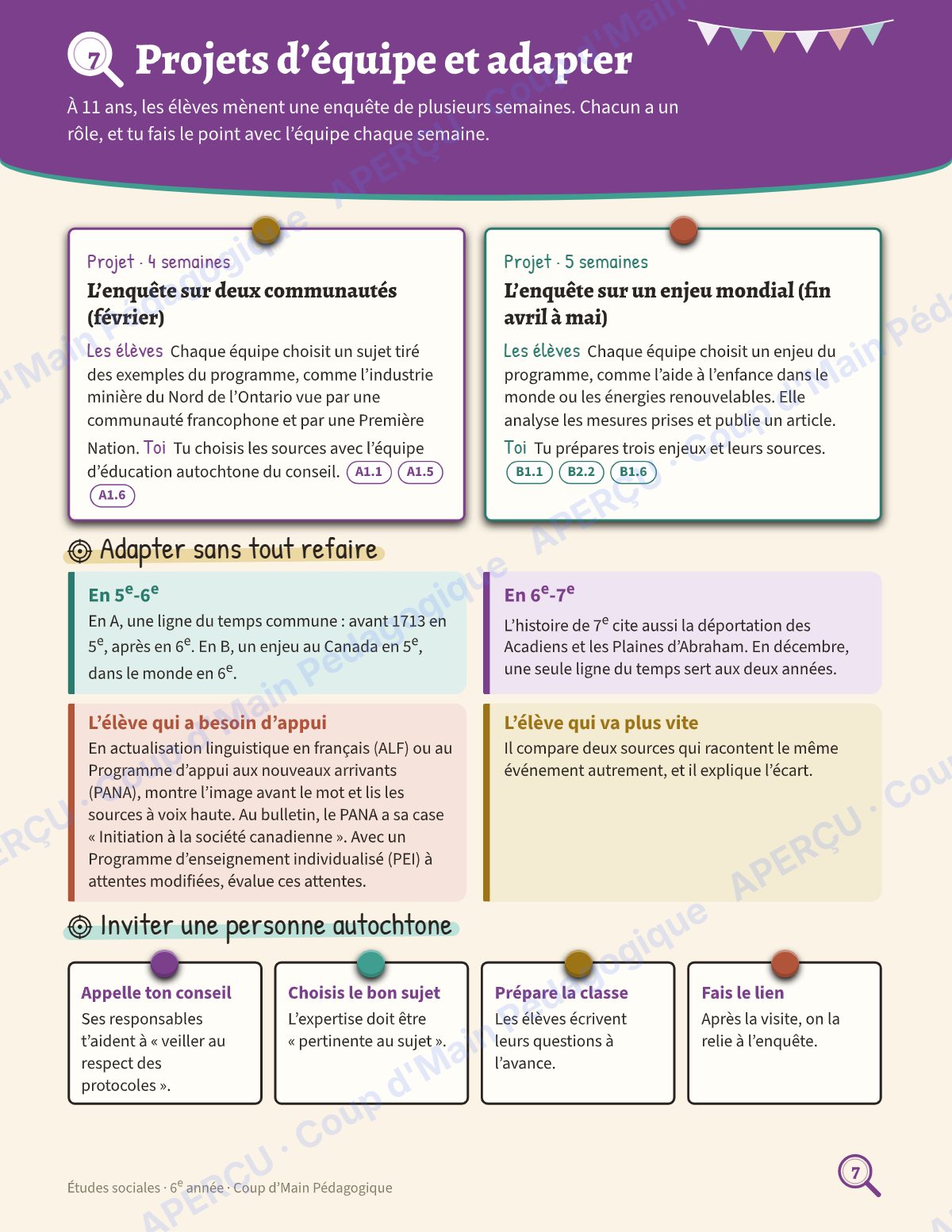 Page 7 — Planification annuelle Études sociales — 6e année