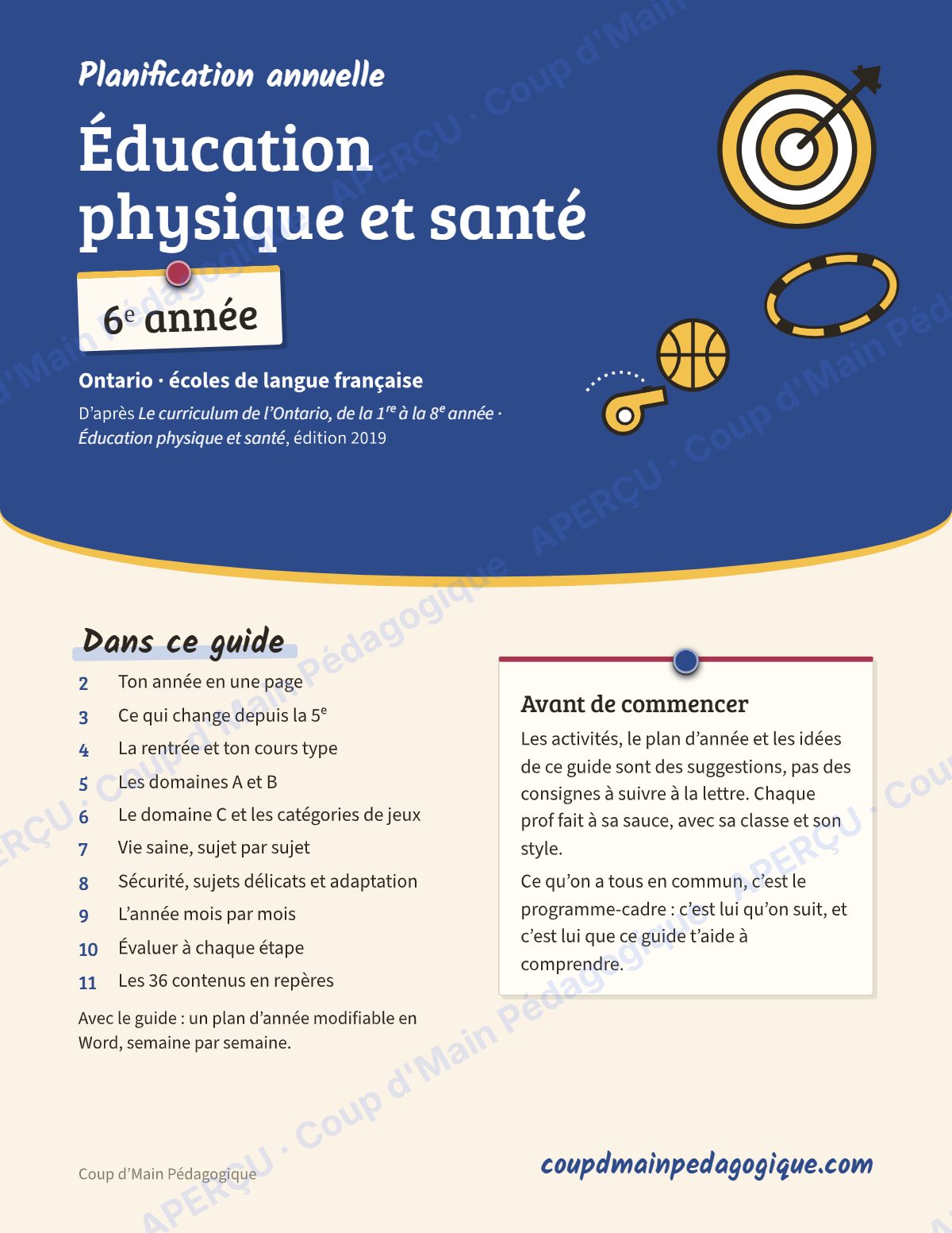 Page 1 — Planification annuelle ÉPS — 6e année