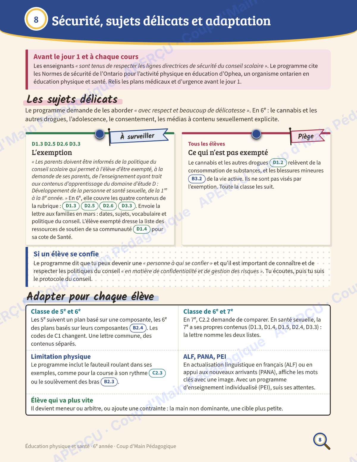 Page 8 — Planification annuelle ÉPS — 6e année