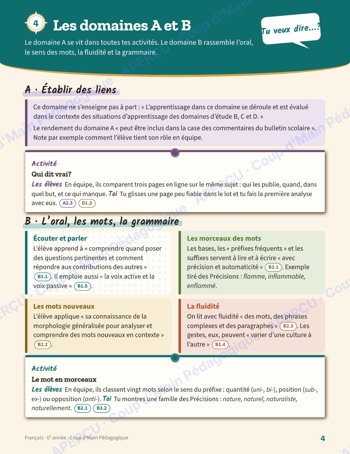Page 7 — Planification annuelle 6e année — 7 matières