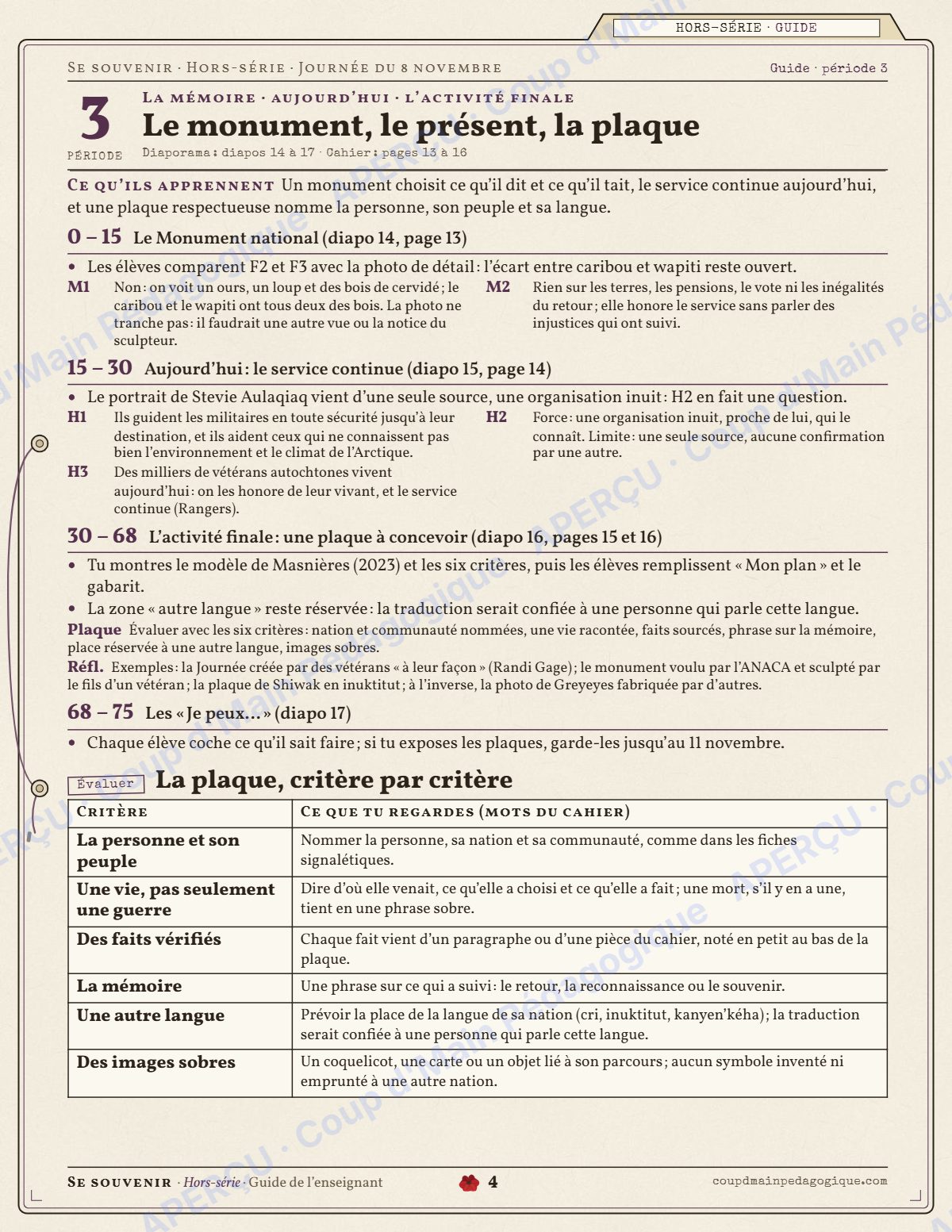 Page 4 — Vétérans autochtones — 10e-12e année, mini-unité