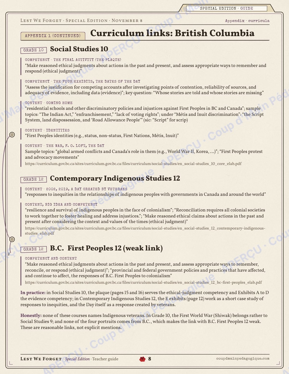 Page 8 — Indigenous Veterans Day — 10e-12e année, en anglais