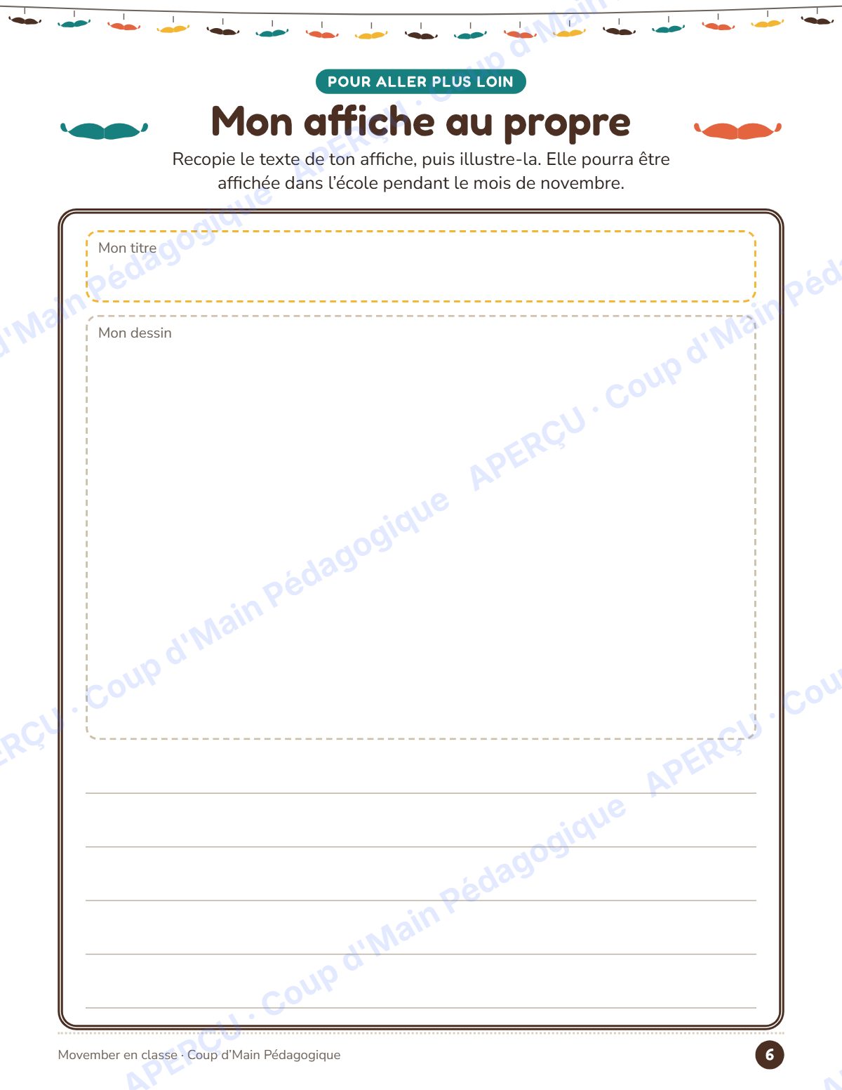 Page 6 — Movember, pourquoi des moustaches — 4e-6e année, lecture