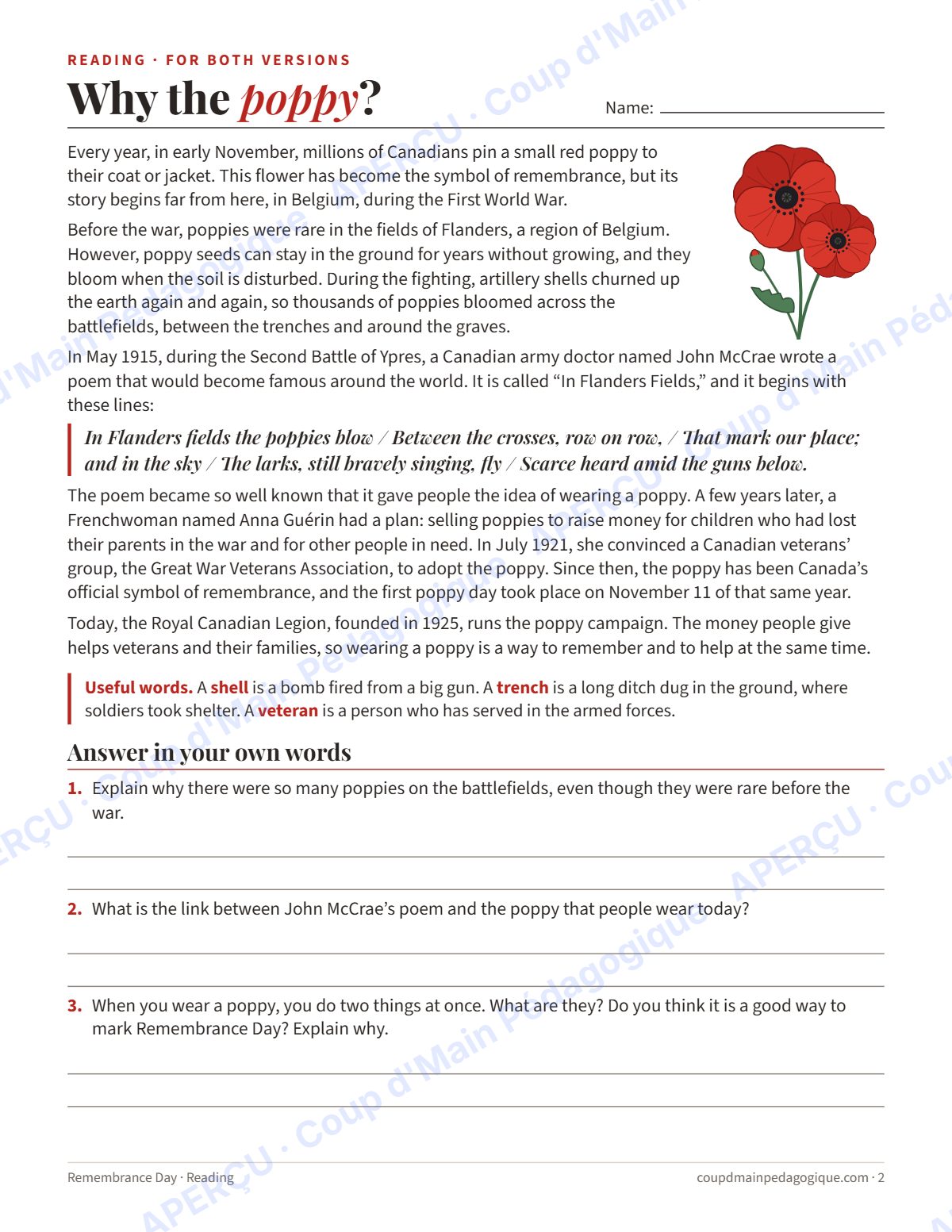 Page 2 — Jeux du jour du Souvenir (anglais) — gratuit
