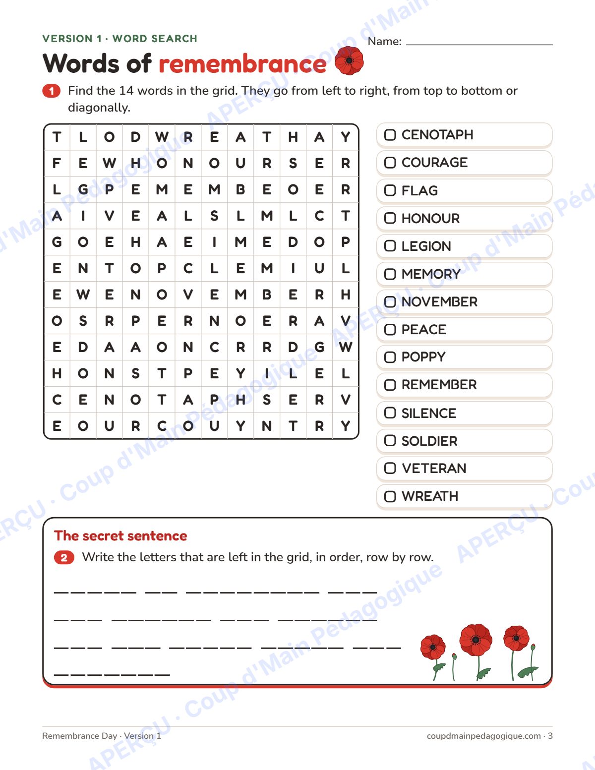 Page 3 — Jeux du jour du Souvenir (anglais) — gratuit