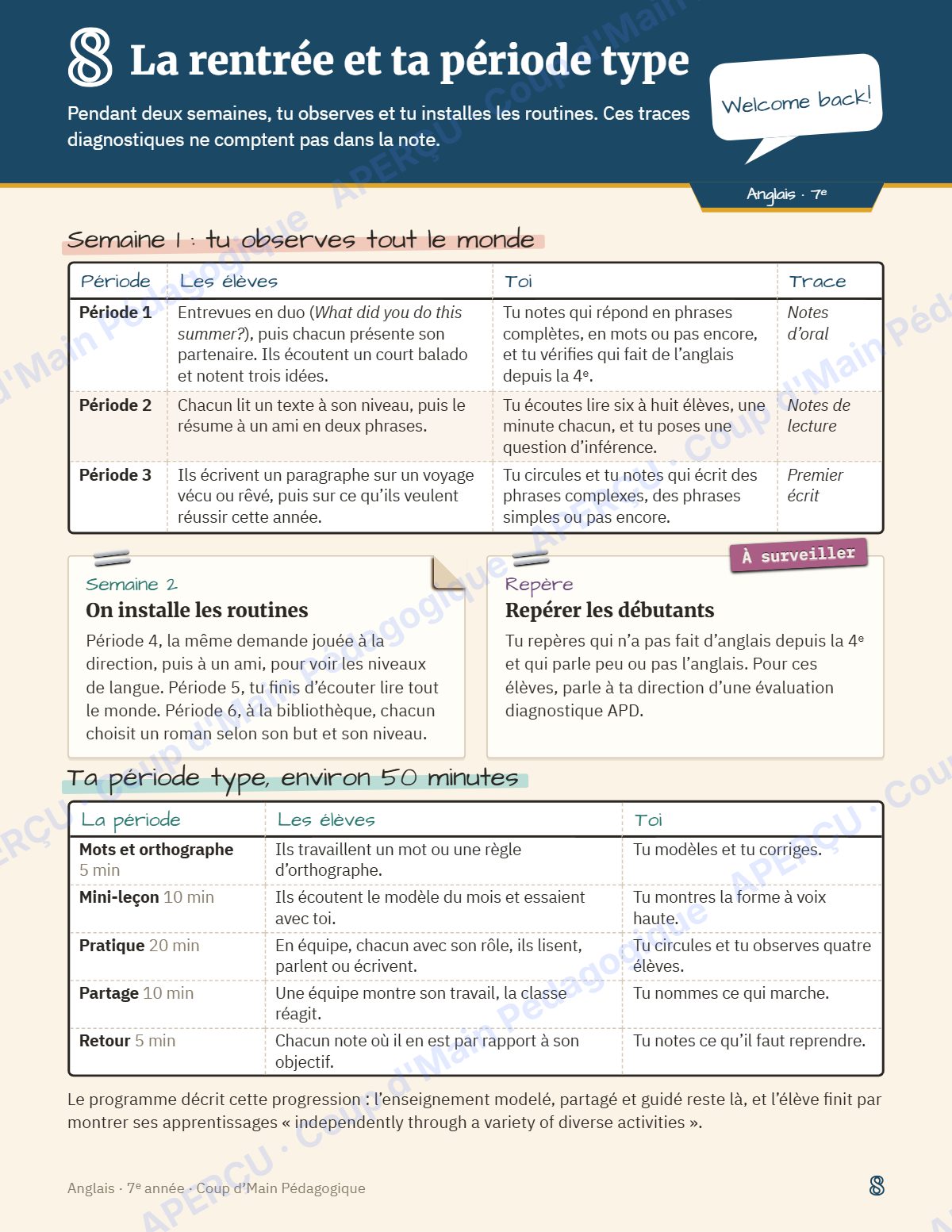 Page 8 — Planification annuelle Anglais — 7e année