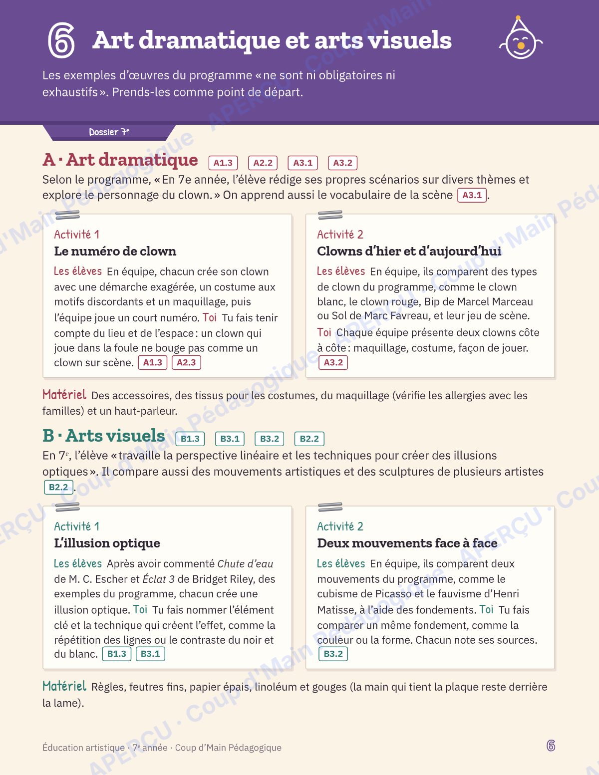 Page 6 — Planification annuelle Arts — 7e année