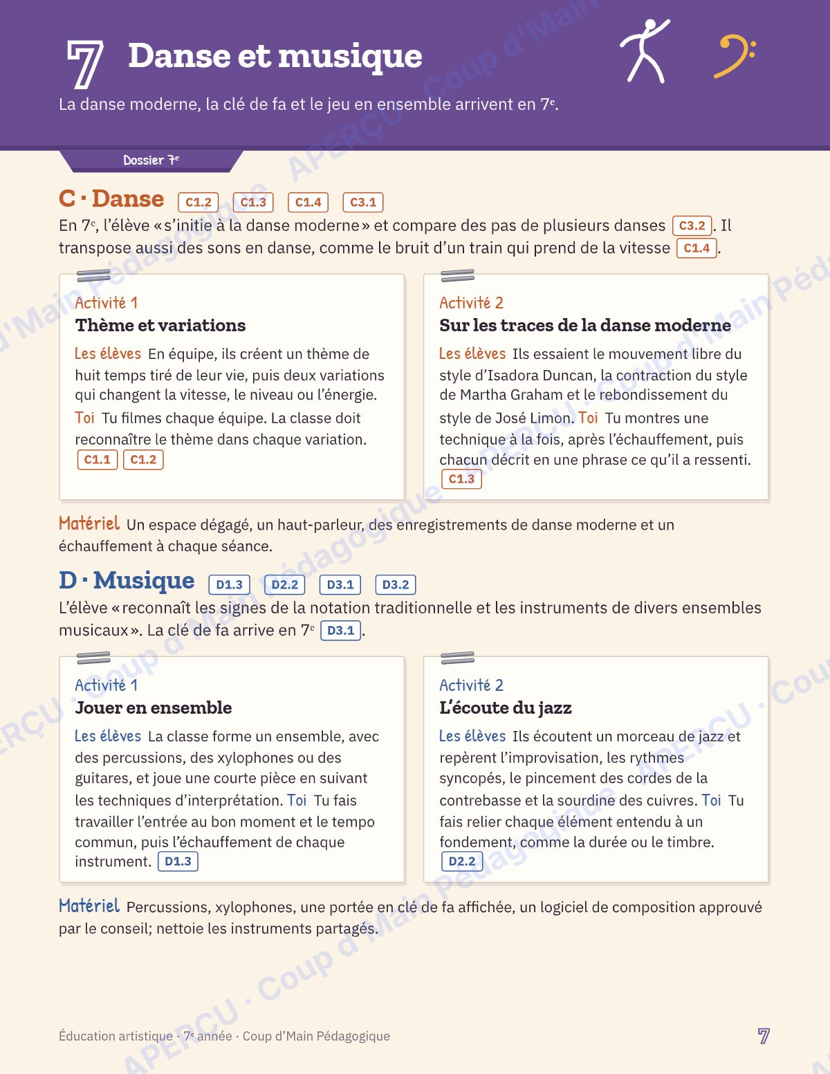 Page 7 — Planification annuelle Arts — 7e année
