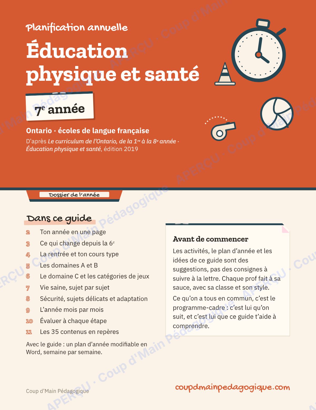 Page 1 — Planification annuelle ÉPS — 7e année