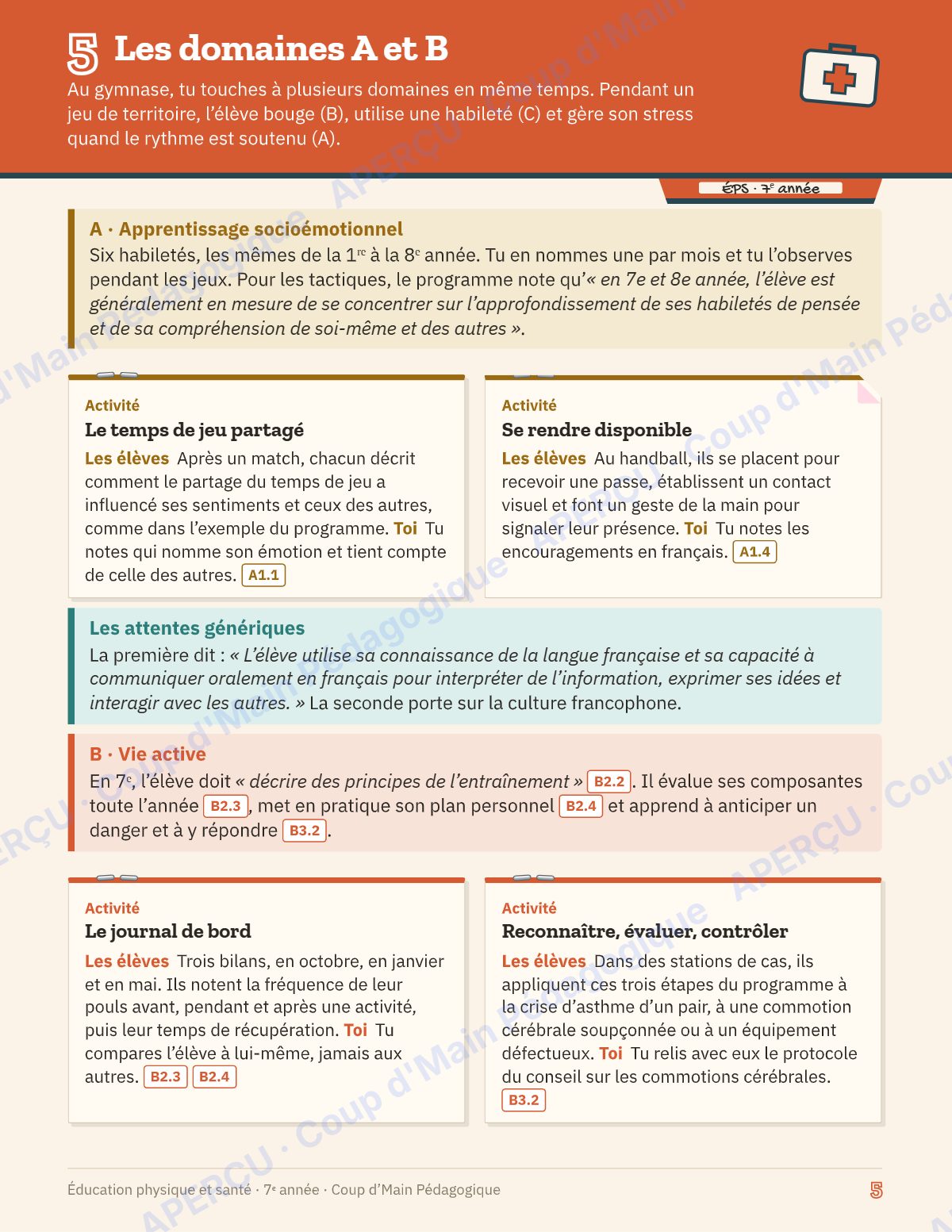 Page 5 — Planification annuelle ÉPS — 7e année