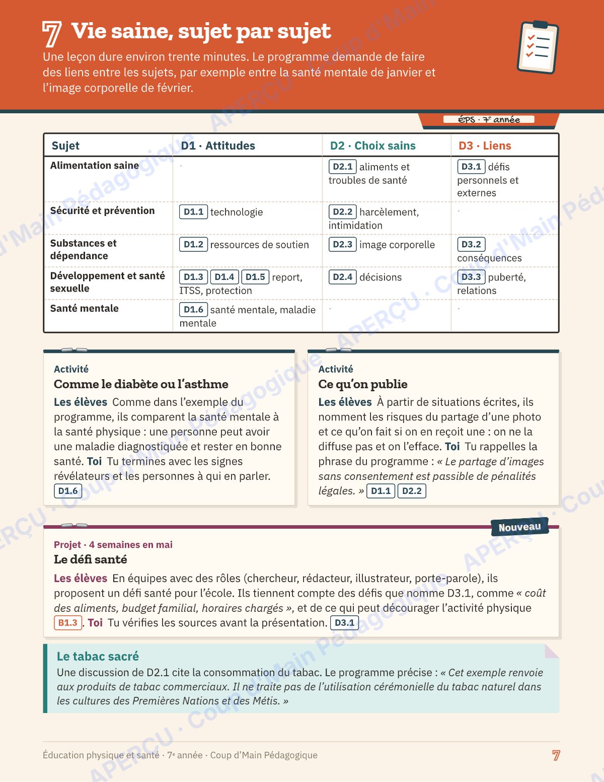 Page 7 — Planification annuelle ÉPS — 7e année