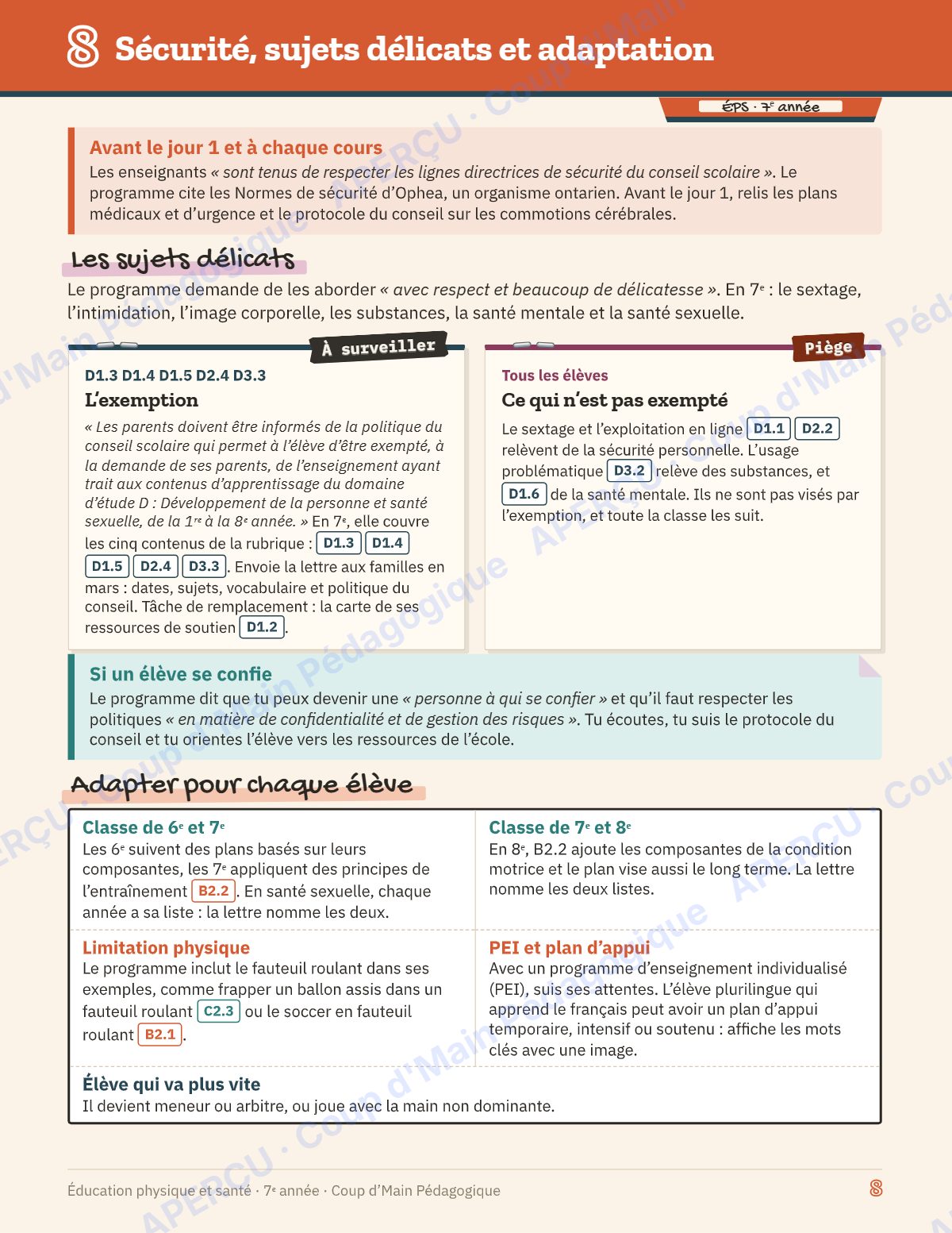 Page 8 — Planification annuelle ÉPS — 7e année