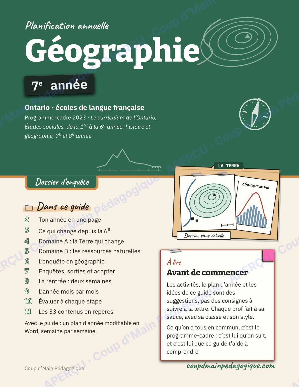 Page 1 — Planification annuelle Géographie — 7e année