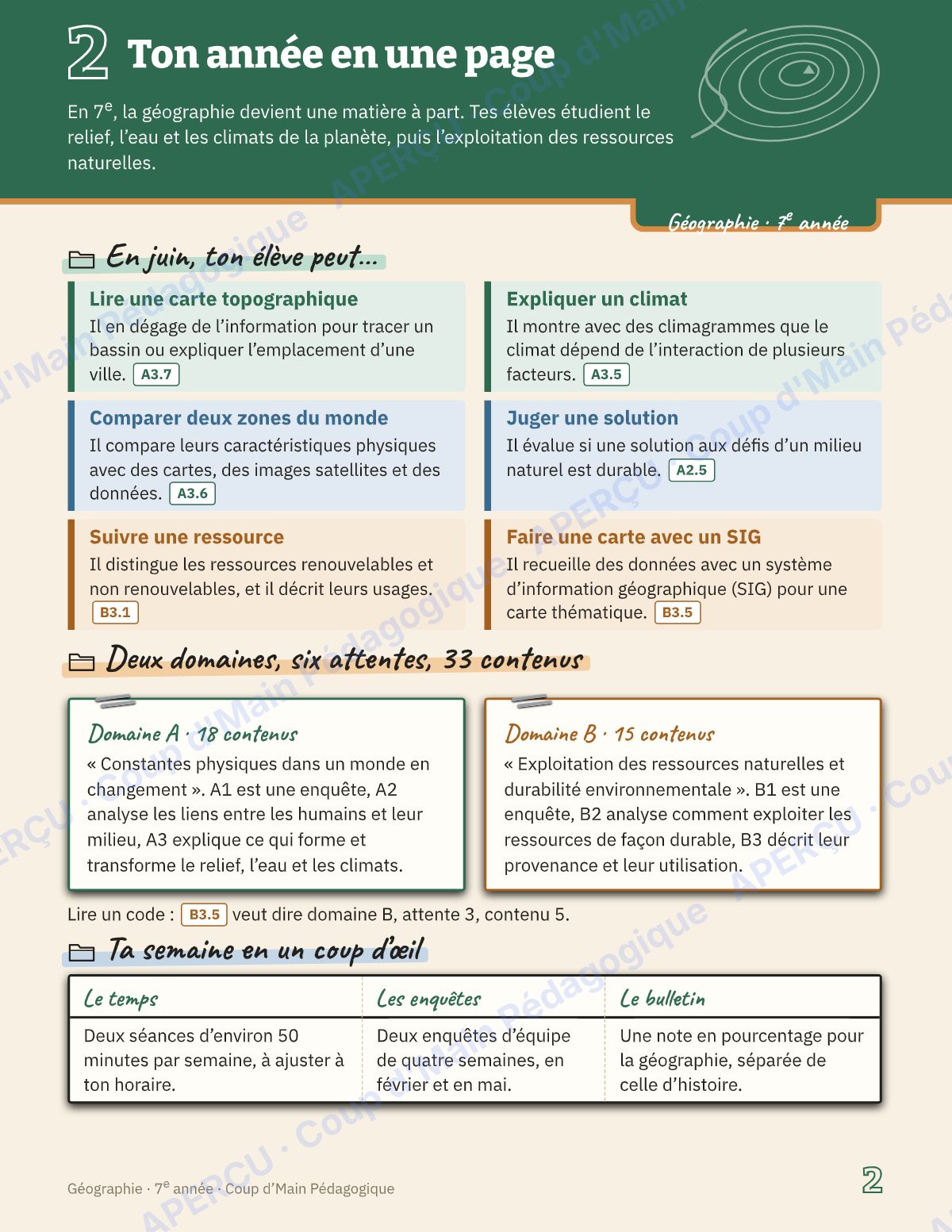 Page 2 — Planification annuelle Géographie — 7e année