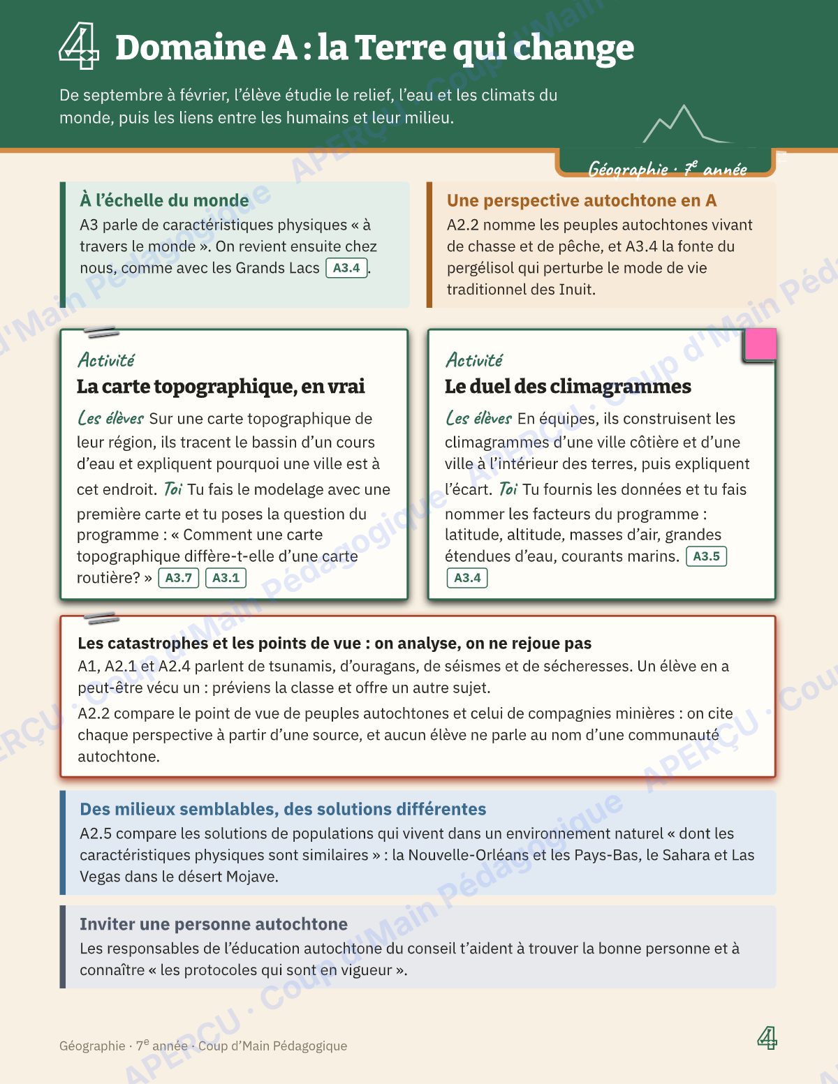 Page 4 — Planification annuelle Géographie — 7e année