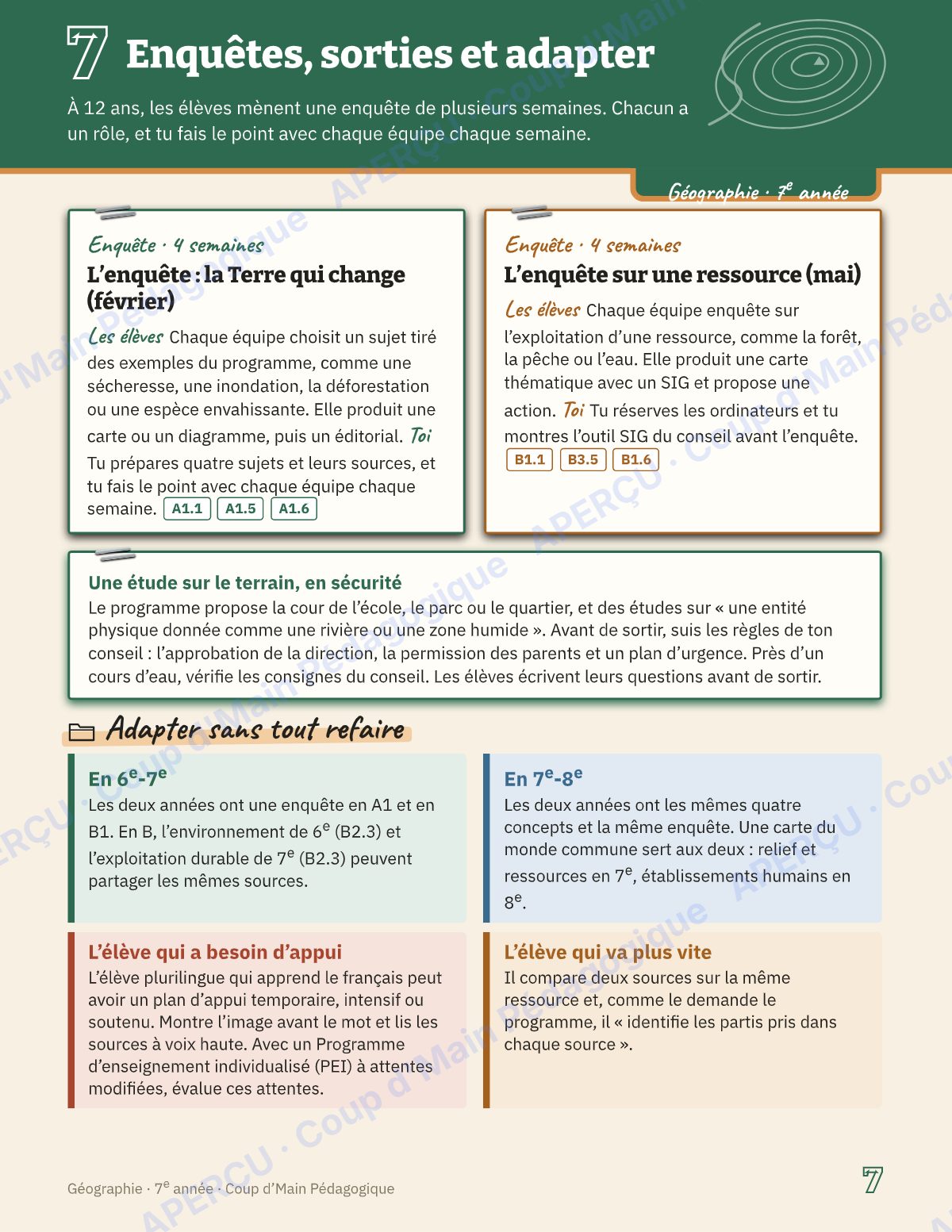 Page 7 — Planification annuelle Géographie — 7e année