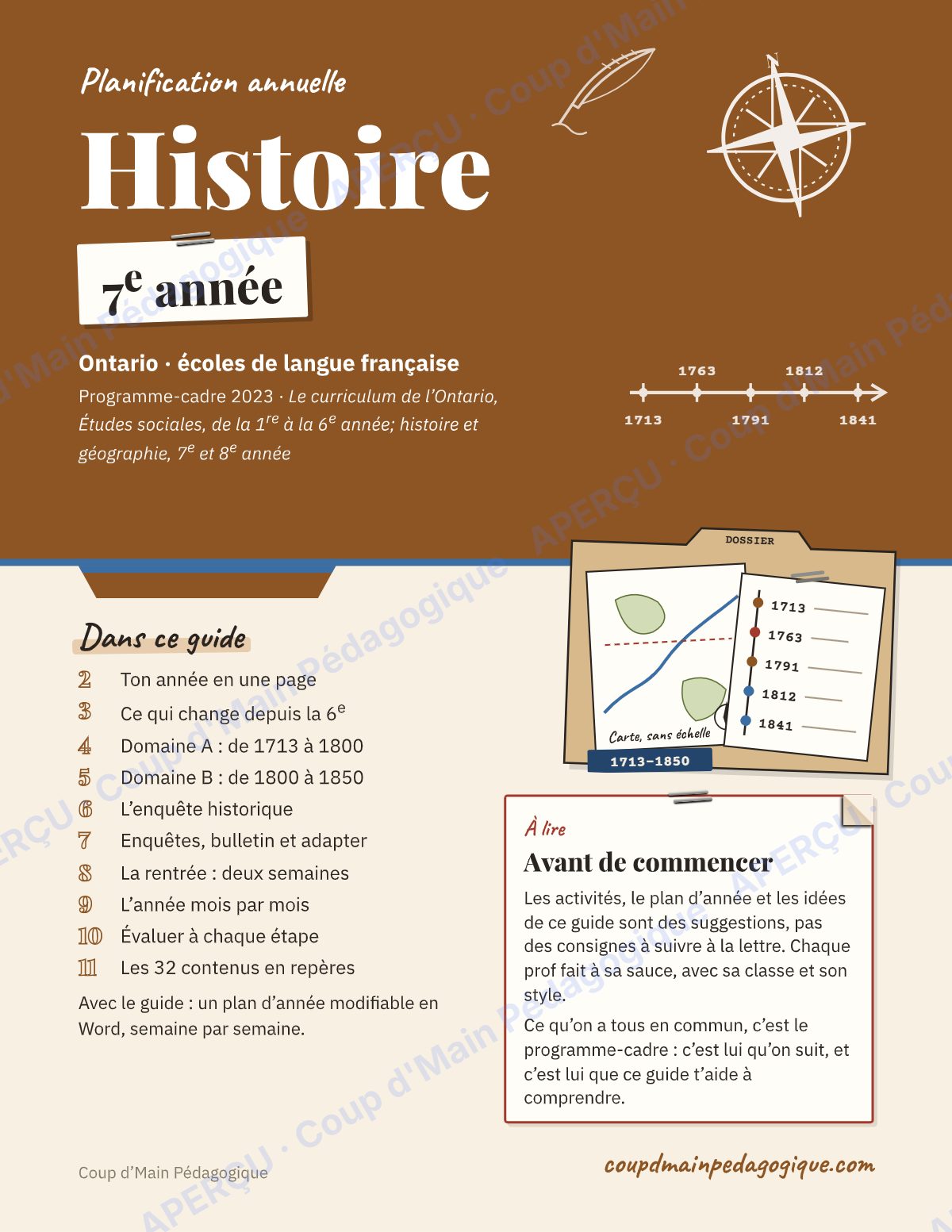 Page 1 — Planification annuelle Histoire — 7e année