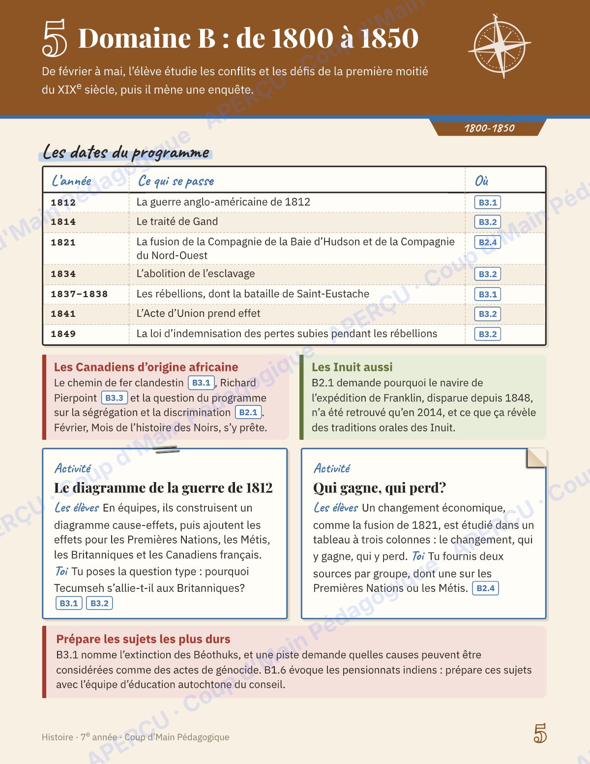 Page 5 — Planification annuelle Histoire — 7e année